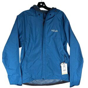 Rab Downpour Eco Jacket Denim Blue Men’s Size XL Waterproof Hooded Full Zip
